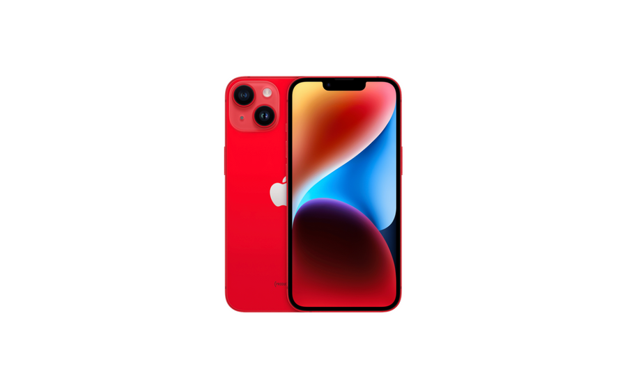 Red iPhone shown from the front and back